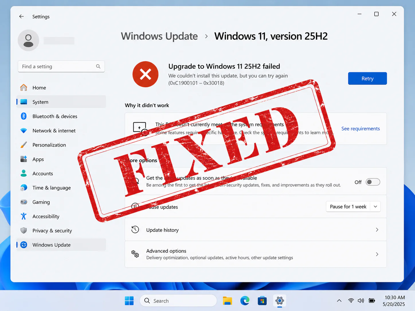 Non riesco ad aggiornare a Windows 11 25H2: tutti i rimedi